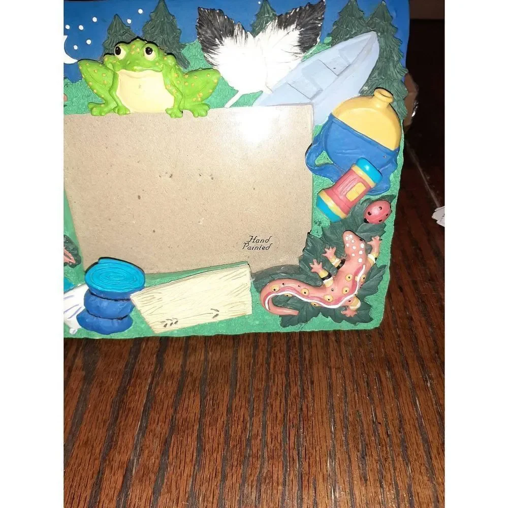 3D Camping Vacation Summer Camp 3.5x5 Handpainted Picture Frame